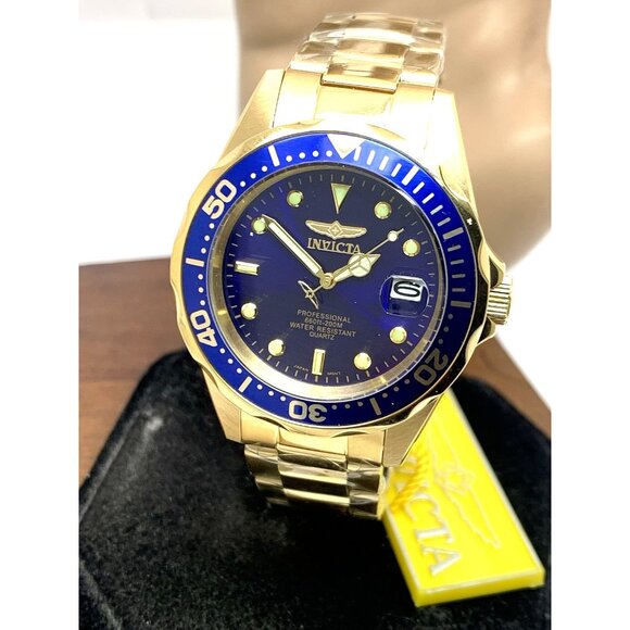 Invicta Men's Watch 8937 Pro Diver Blue Dial Gold Stainless Steel Quartz 37.5mm - Picture 1 of 15